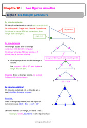 Les triangles particuliers - Cours sur les figures usuelles : 8ème Harmos - PDF à imprimer