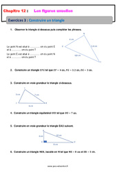 Construire un triangle - Révisions - Exercices avec correction sur les figures usuelles : 8ème Harmos - PDF à imprimer