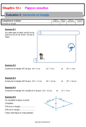 Construire un triangle - Examen Evaluation avec la correction sur les figures usuelles : 8ème Harmos - PDF à imprimer