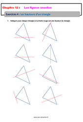 Les hauteurs d'un triangle - Révisions - Exercices avec correction sur les figures usuelles : 8ème Harmos - PDF à imprimer