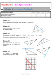 Les hauteurs d'un triangle - Examen Evaluation avec la correction sur les figures usuelles : 8ème Harmos - PDF à imprimer