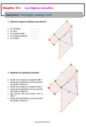 Rectangle Losange Carré - Révisions - Exercices avec correction sur les figures usuelles : 8ème Harmos - PDF à imprimer