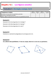 Rectangle Losange Carré - Examen Evaluation avec la correction sur les figures usuelles : 8ème Harmos - PDF à imprimer