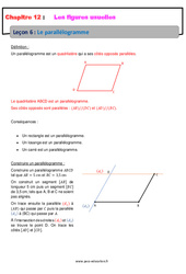 Le parallélogramme - Cours sur les figures usuelles : 8ème Harmos - PDF à imprimer