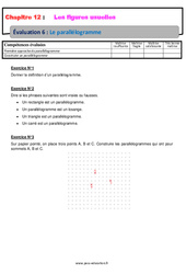 Le parallélogramme - Examen Evaluation avec la correction sur les figures usuelles : 8ème Harmos - PDF à imprimer