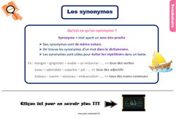 Les synonymes - Cours, Leçon, trace écrite : 5ème Harmos - PDF gratuit à imprimer