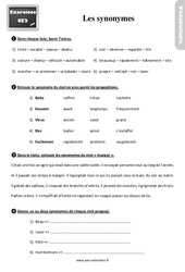 Les synonymes - Exercices, révisions : 5ème Harmos - PDF à imprimer