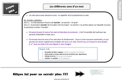 Les différents sens d’un mot - Cours, Leçon, trace écrite : 7ème Harmos - PDF gratuit à imprimer