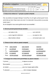 Le passé composé des verbes en - er - Évaluation, bilan : 4ème Harmos - PDF à imprimer