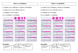 Calendrier - Cours, Leçon : 5ème Harmos - PDF gratuit à imprimer