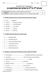 Passé simple - Verbes du 2ème et  groupe - Bilan  : 6ème Harmos - PDF à imprimer