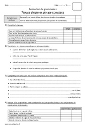 Phrase simple et phrase complexe - Bilan : 7ème Harmos - PDF à imprimer