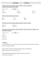 Division - Exercices - Calculs - Mathématiques : 6ème Harmos - PDF à imprimer