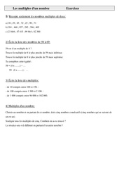 Multiples d'un nombre - Exercices - Calculs - Mathématiques : 6ème Harmos - PDF à imprimer