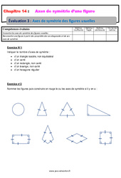 Axes de symétrie des figures usuelles - Examen Evaluation avec la correction : 8ème Harmos - PDF à imprimer