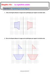 Symétrique d’une figure - Révisions - Exercices avec correction sur la symétrie axiale : 8ème Harmos - PDF à imprimer