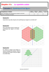 Symétrique d’une figure - Examen Evaluation avec la correction sur la symétrie axiale : 8ème Harmos - PDF à imprimer