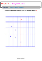 Symétrique d’un point - Révisions - Exercices avec correction sur la symétrie axiale : 8ème Harmos - PDF à imprimer