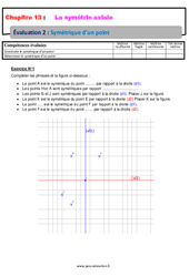 Symétrique d’un point - Examen Evaluation avec la correction sur la symétrie axiale : 8ème Harmos - PDF à imprimer