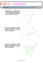 Symétrique d’un segment, d’une droite, d’un cercle - Révisions - Exercices avec correction sur la symétrie axiale : 8ème Harmos - PDF à imprimer