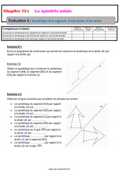 Symétrique d’un segment, d’une droite, d’un cercle - Examen Evaluation avec la correction sur la symétrie axiale : 8ème Harmos - PDF à imprimer