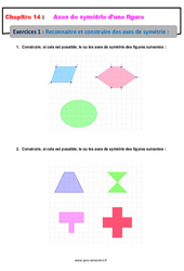 Reconnaitre et construire un axe de symétrie - Révisions - Exercices avec correction sur les axes de symétrie d’une figure : 8ème Harmos - PDF à imprimer