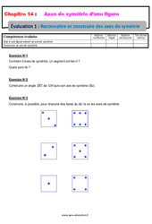 Reconnaitre et construire un axe de symétrie - Examen Evaluation avec la correction sur les axes de symétrie d’une figure : 8ème Harmos - PDF à imprimer