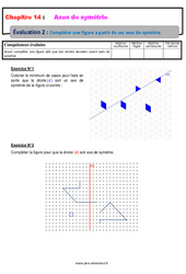 Compléter une figure à partir de ses axes de symétrie - Examen Evaluation avec la correction : 8ème Harmos - PDF à imprimer