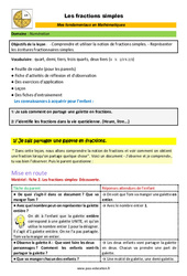 Les fractions simples  - Décrochage scolaire : 6ème, 7ème, 8ème Harmos - PDF à imprimer