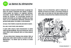 La danse du dimanche - Lecture compréhension - Histoire illustrée - Niveau 2 : 4ème Harmos - PDF à imprimer