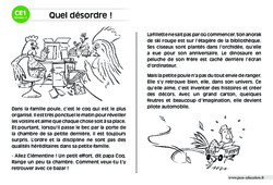 Quel désordre ! - Lecture compréhension - Histoire illustrée - Niveau 2 : 4ème Harmos - PDF à imprimer