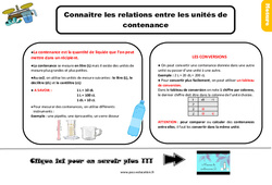 Connaître les relations entre les unités de contenance - Cours, Leçon, trace écrite : 5ème Harmos - PDF gratuit à imprimer