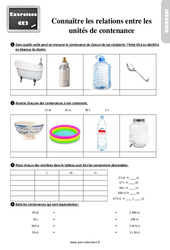 Connaître les relations entre les unités de contenance - Exercices, révisions : 5ème Harmos - PDF à imprimer