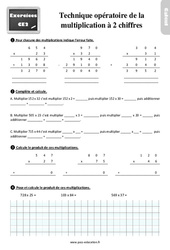 La technique opératoire de la multiplication à 2 chiffres avec les corrections : 5ème Harmos - PDF à imprimer