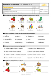 Les graphies du son [o] -   Évaluation, bilan : 5ème Harmos - PDF à imprimer