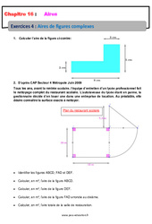 Aires des figures complexes - Révisions - Exercices avec correction : 8ème Harmos - PDF à imprimer