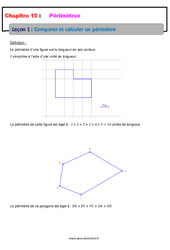 Comparer et calculer un périmètre - Cours : 8ème Harmos - PDF à imprimer