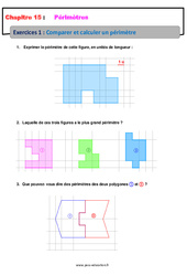 Comparer et calculer un périmètre - Révisions - Exercices avec correction : 8ème Harmos - PDF à imprimer