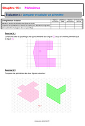 Comparer et calculer un périmètre - Examen Evaluation avec la correction : 8ème Harmos - PDF à imprimer