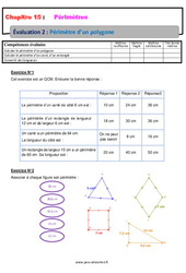 Périmètre d’un polygone - Examen Evaluation avec la correction : 8ème Harmos - PDF à imprimer