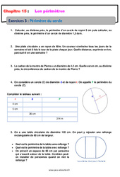 Périmètre du cercle - Révisions - Exercices avec correction : 8ème Harmos - PDF à imprimer