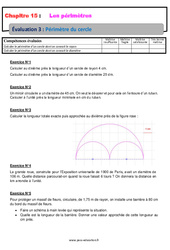 Périmètre du cercle - Examen Evaluation avec la correction : 8ème Harmos - PDF à imprimer