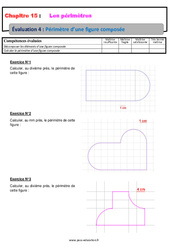 Périmètre des figures composées - Examen Evaluation avec la correction : 8ème Harmos - PDF à imprimer