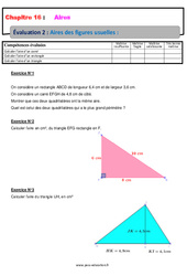 Aire des figures usuelles - Examen Evaluation avec la correction : 8ème Harmos - PDF à imprimer