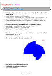 Aire du disque - Révisions - Exercices avec correction : 8ème Harmos - PDF à imprimer