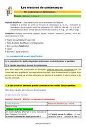 Les mesures de contenances  - Décrochage scolaire : 6ème, 7ème, 8ème Harmos - PDF à imprimer