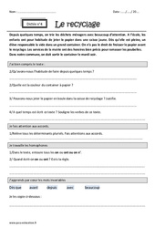 Exercice Le recyclage - Homophones on ou ont ou on n’ - Dictée accompagnée n°4 : 6ème Harmos - Cycle 3 - PDF à imprimer