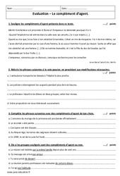 Complément d’agent - Examen Contrôle avec le corrigé : 9eme Harmos - PDF à imprimer