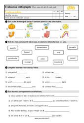 Les sons eil(l), ail(l), ill, ouil(l), euil(l) - Évaluation, bilan : 5ème Harmos - PDF à imprimer