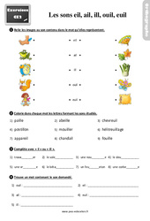 Mes sons eil(l), ail(l), ill, ouil(l), euil(l) - Exercices, révisions avec les corrections : 5ème Harmos - PDF à imprimer